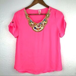 Luck Too Women’s Neon Pink Top Size S